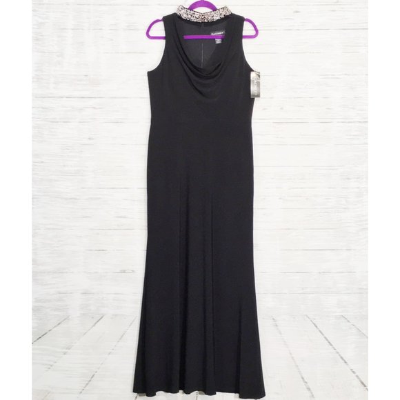 Cachet ~ Sleeveless Beaded Halter Cocktail Dress - Picture 13 of 13